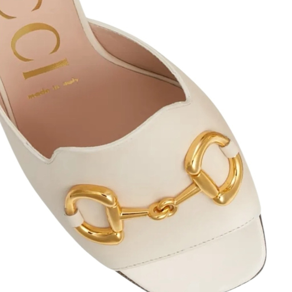 Gucci Nappa Charlotte Heeled Mules in Mystic White Size 41 - Picture 3 of 16